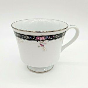 Royal Prestige Midnight Mood 4122 Coffee Tea Cup Silver Japan China Set Floral